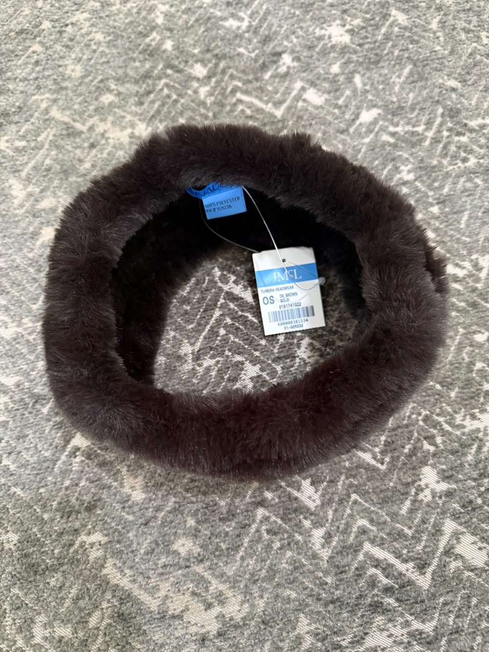 NWT J. McLaughlin Headband Earband Tundra Dark Brown Faux Fur